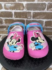 CROCS x Disney Minnie Mouse Slip On Winter Lined Clogs Pink Girls Youth Size J3