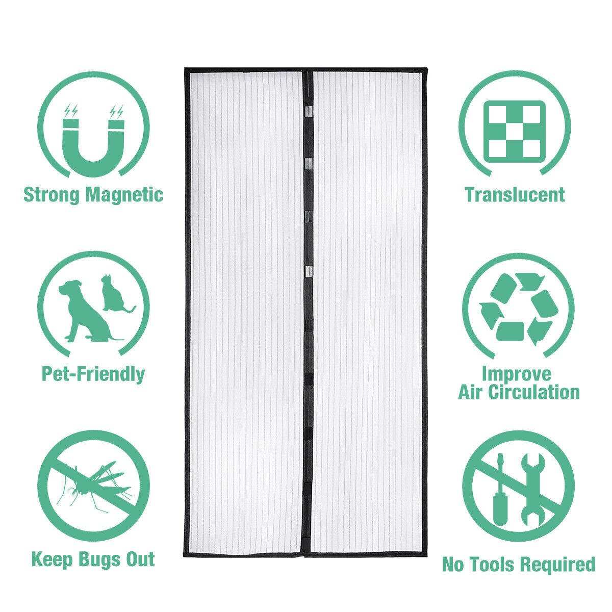 Magnetic Screen Door Fit Door Size 39 x 83 , French Door Mesh Curtain  with Heavy Duty 