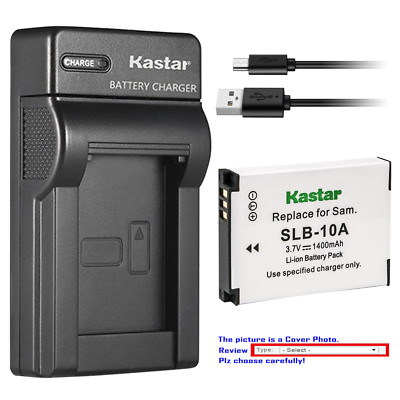 Kastar Battery Slim Charger for Samsung SLB-10A & Samsung L210 L310W M100 Camera