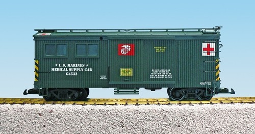 Trenes EE. UU. Escala G 1893 R1893 - USMC COCHE MÉDICO VERDE | Zustand: New