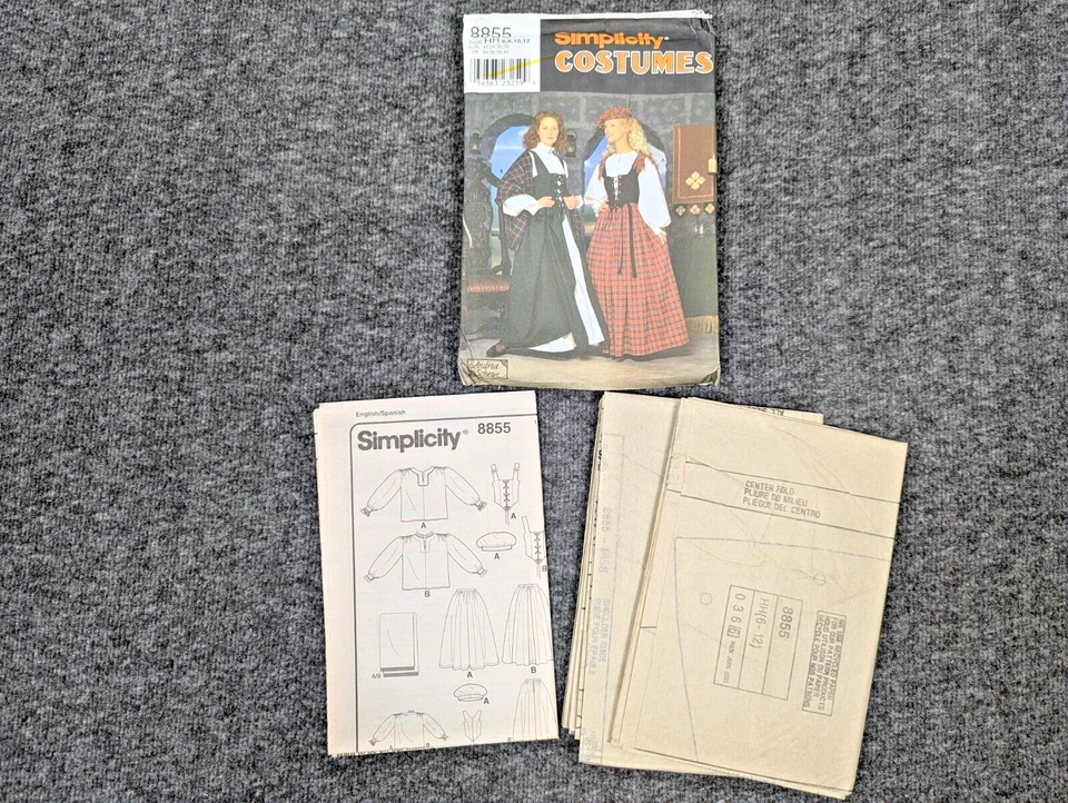 Simplicity 8855 Pattern Scottish Lass Tartan Dress Gown 6 8 10 12 HH Halloween - Image 3 of 3