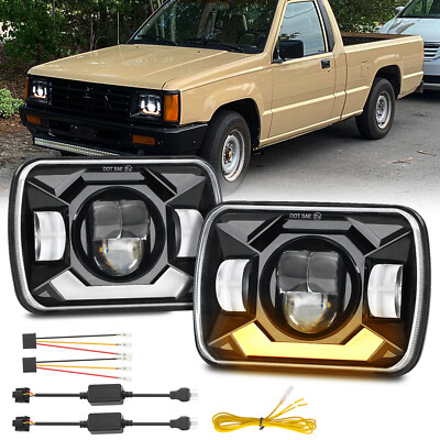 2pcs 7x6'' 5x7'' LED Headlights Hi/Lo Halo DRL For Mitsubishi Mighty Max Nissan