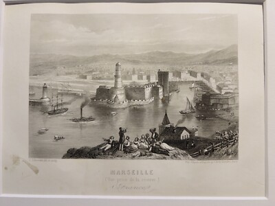ANTIQUARISCHE STAHLSTICH 1847 France Marseille Provence Illustration Abbildung