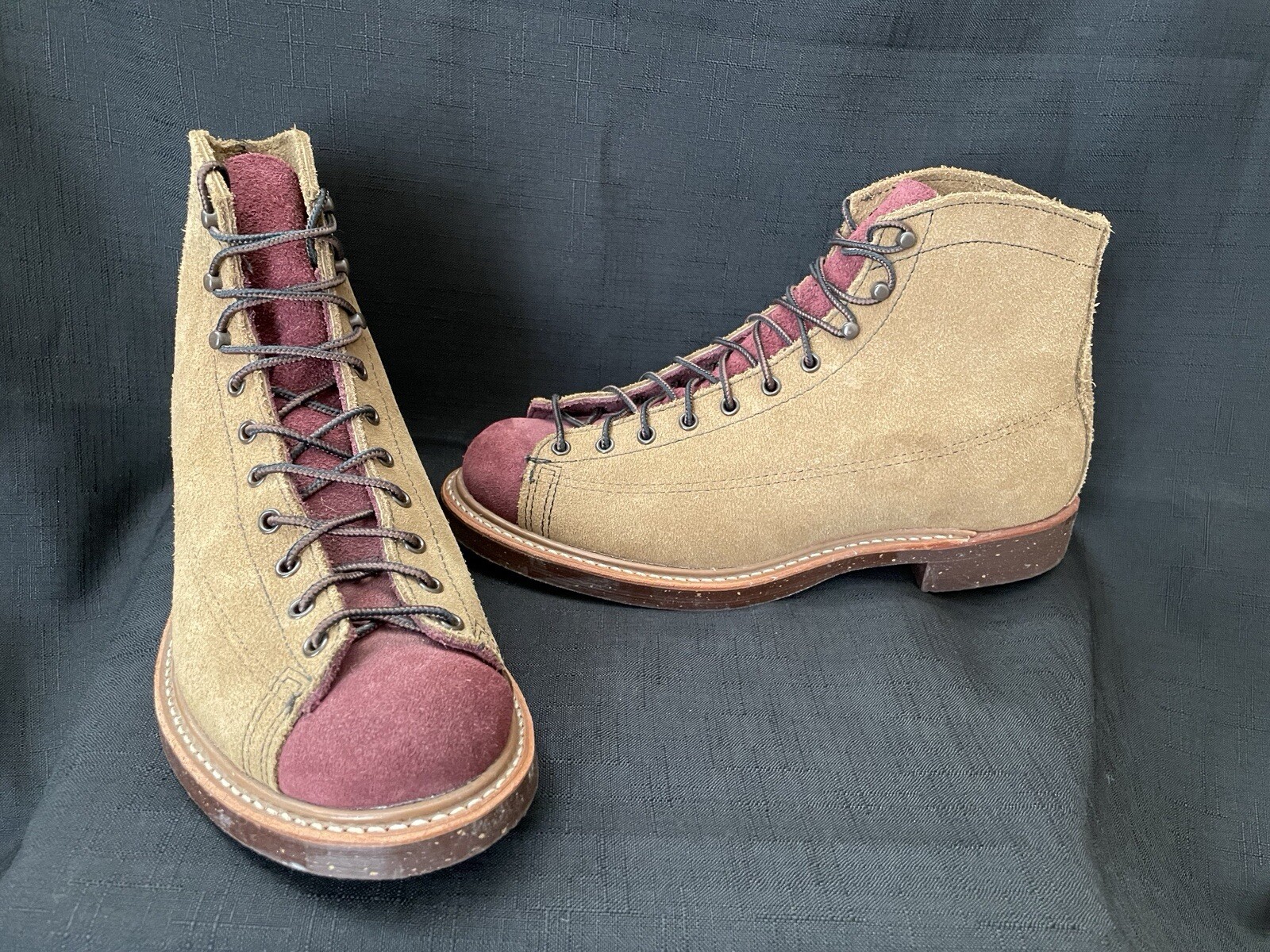 RED WING Heritage 2997 Lineman Boots Olive and Maroon Size 7.5 Mens