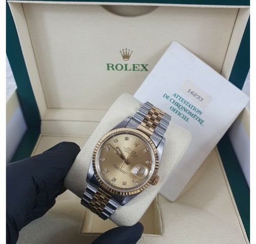 18ct Gold with Factory Diamond Dial Box 