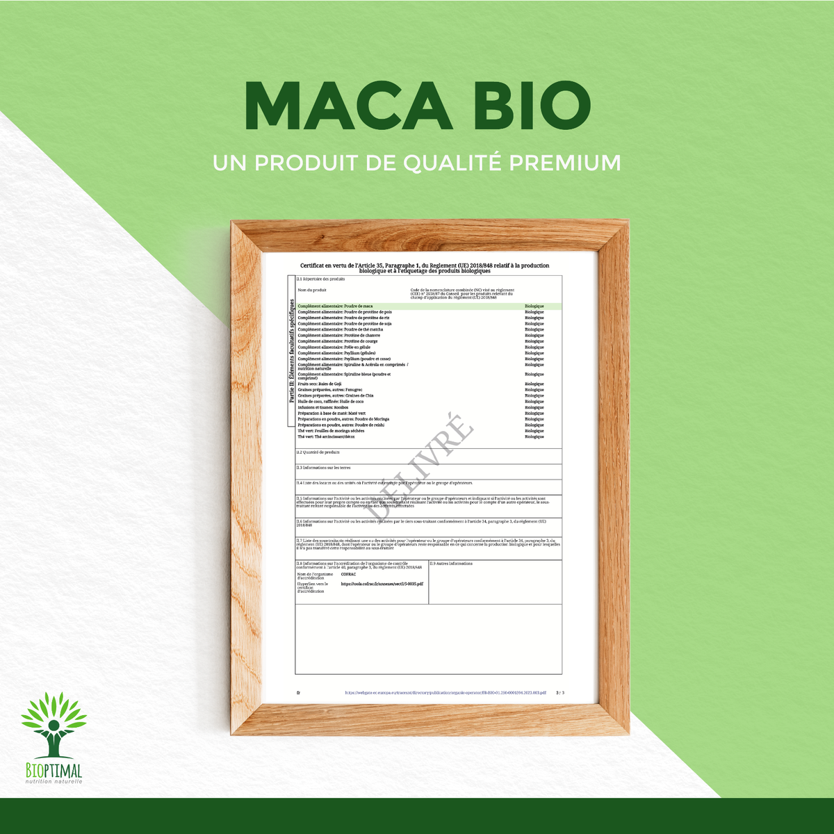 Poudre De Maca Bio - 300g, Conditionnée En France, Vegan, Pour Vitalité Et Fertilité, Neuf