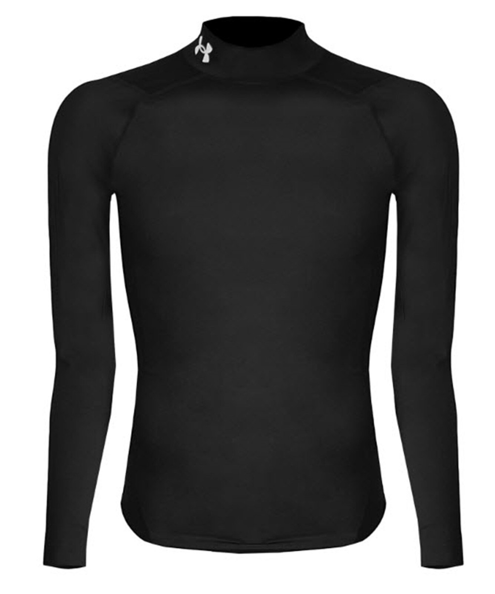Under Armour Men Heat-gear Mock Athletic Shirts Black Run Tee