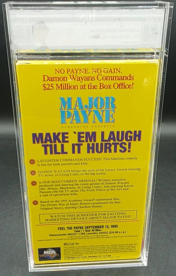 Promo Screener IGS 1995 7-8 MAJOR PAYNE VHS GRADED MOVIE CGC VGA  - Image 2 of 3
