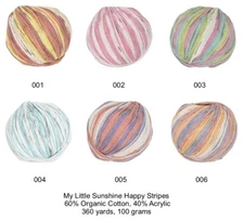 CLEARANCE:  My Little Sunshine Happy Stripes Yarn from Jody Long; 5 Colors