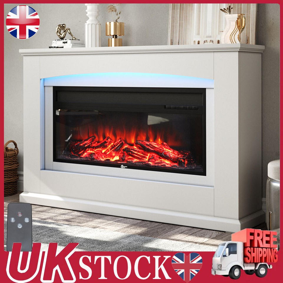 34" Electric Fireplace Mantel Suite LED Farmhouse TV Stand Fire Stove