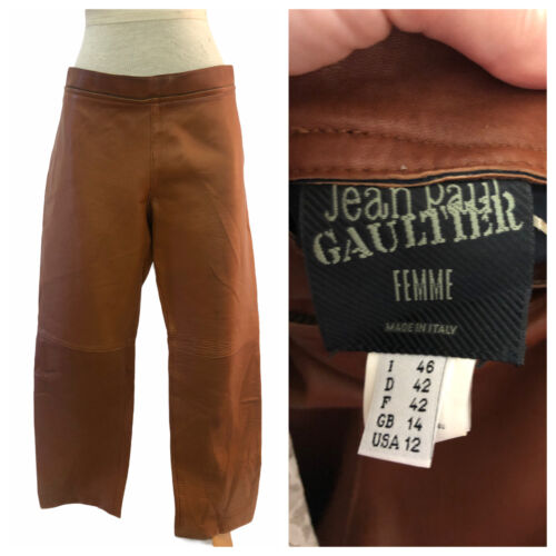 Vintage Jean Paul Gaultier Femme Brown Leather Pants - Picture 1 of 8