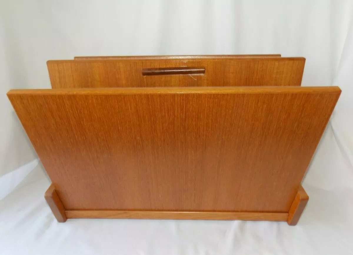 Mid Century Modern Danish Teak Double Sided Magazine Rack FBJ Mobler Denmark