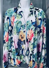 Soho Beautiful Textured Floral LS Blouse Sz Xl