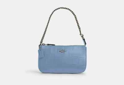 COACH ライトブルー クロコダイル風 バッグ Coach Nolita 19 Crocodile Leather CN382 | Gunmetal Cornflower New