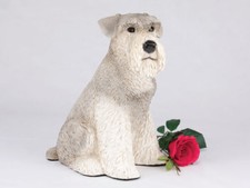 Large 123 Cubic Inches Gray Schnauzer Resin Urn for Cremation Ashes, Ears Down