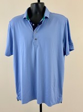 GREYSON GOLF Mens Sz Large Blue Short Sleeve Stretch Golf Logo Polo Shirt EXC