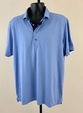 GREYSON GOLF Mens Sz Large Blue Short Sleeve Stretch Golf Logo Polo Shirt EXC