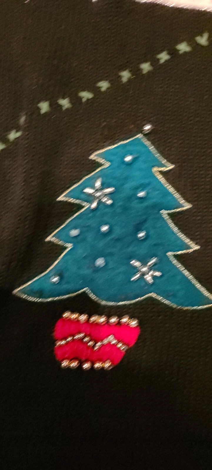 Vintage Ugly Christmas Sweater Sz L Embellished Pullover Festive Party Winner