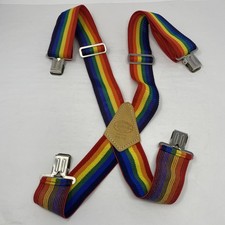 Vintage Nicholas Rainbow 113 70s 2" Suspenders Leather Adjustable Made In USA
