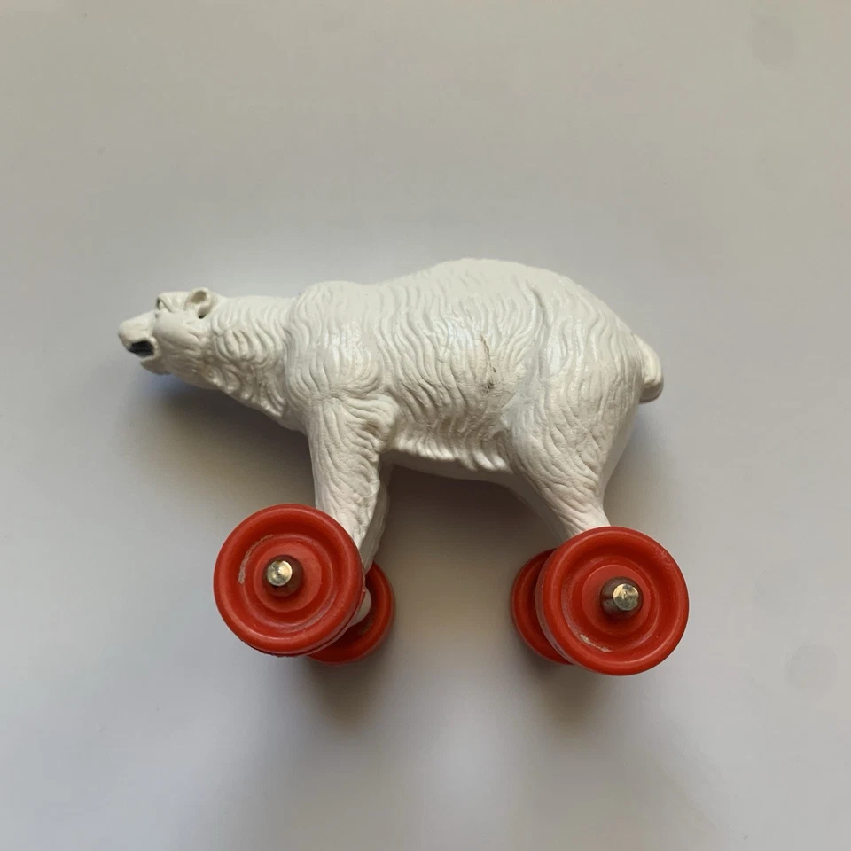 Triang Animal - 车轮上的北极熊人偶 20 世纪 60 年代复古完好 — 第 2/4 张图片