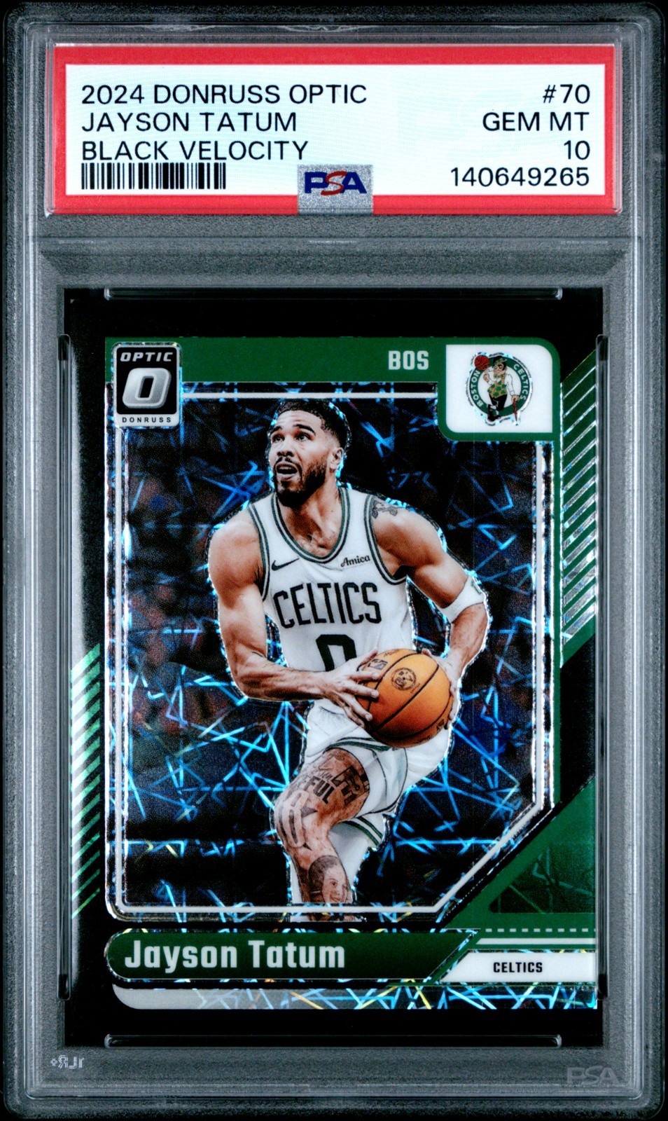 2024 Panini Donruss Optic JAYSON TATUM #70 BLACK VELOCITY Prizm /39 PSA 10 POP 2