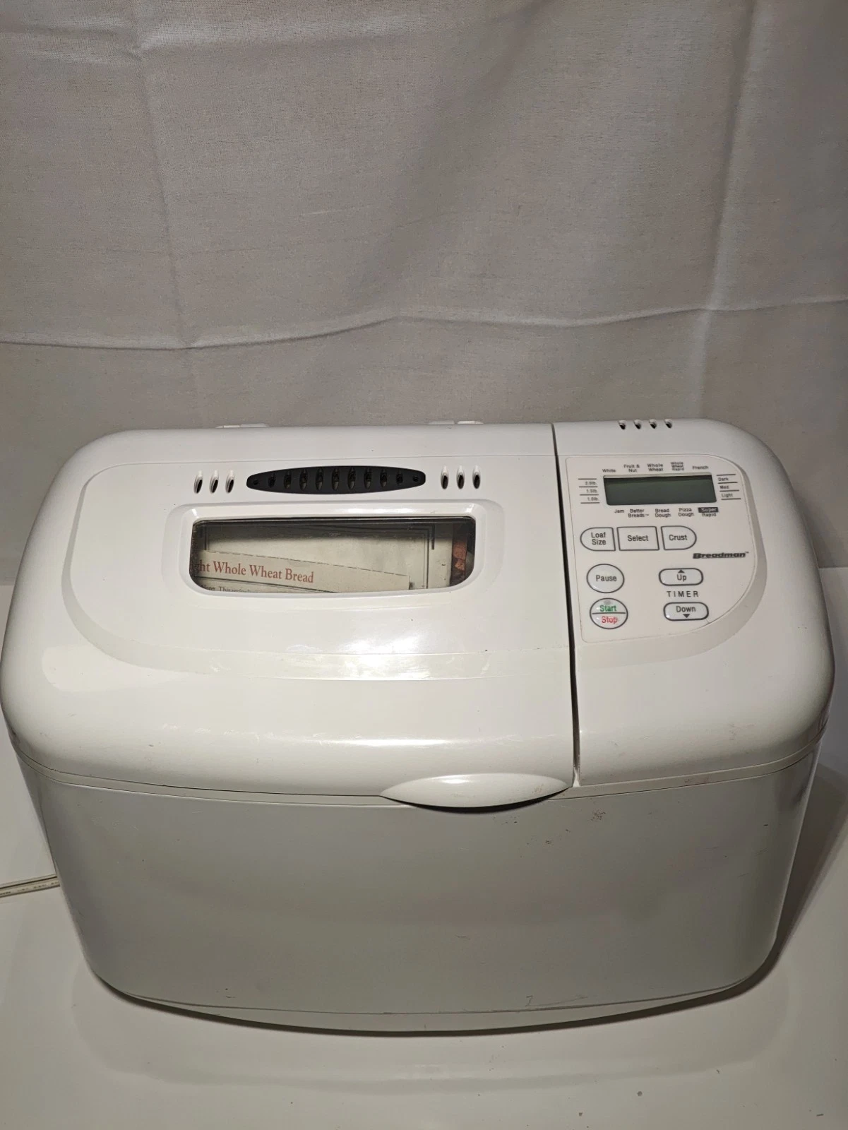 Breadman White Bread Machine LCD Display Timer Crust Control Loaf Size Selection