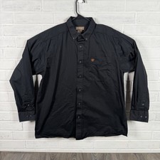 Ariat Solid Twill Classic Fit Button Down Shirt Men XL Black Long Sleeve 1000052