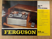FERGUSON MODEL 3212 SUPER DE LUXE TAPE RECORDER DATA SHEET VINTAGE