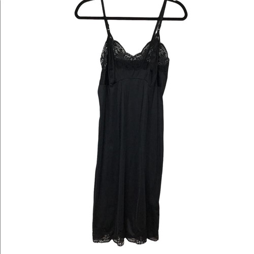 Vintage schwarz Nylon Full Slip Spitzenborte klein - Bild 3 von 4