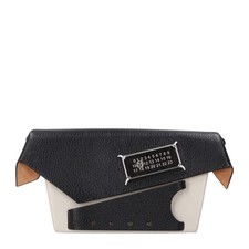 MAISON MARGIELA Womens Leather Snatched Bag Black White One Size RRP 1220