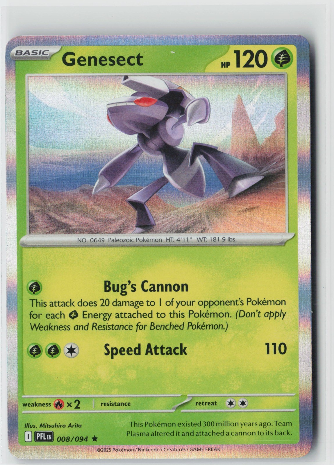 Genesect 008/094 Reverse Holo Rare ME02: Phantasmal Flames NM