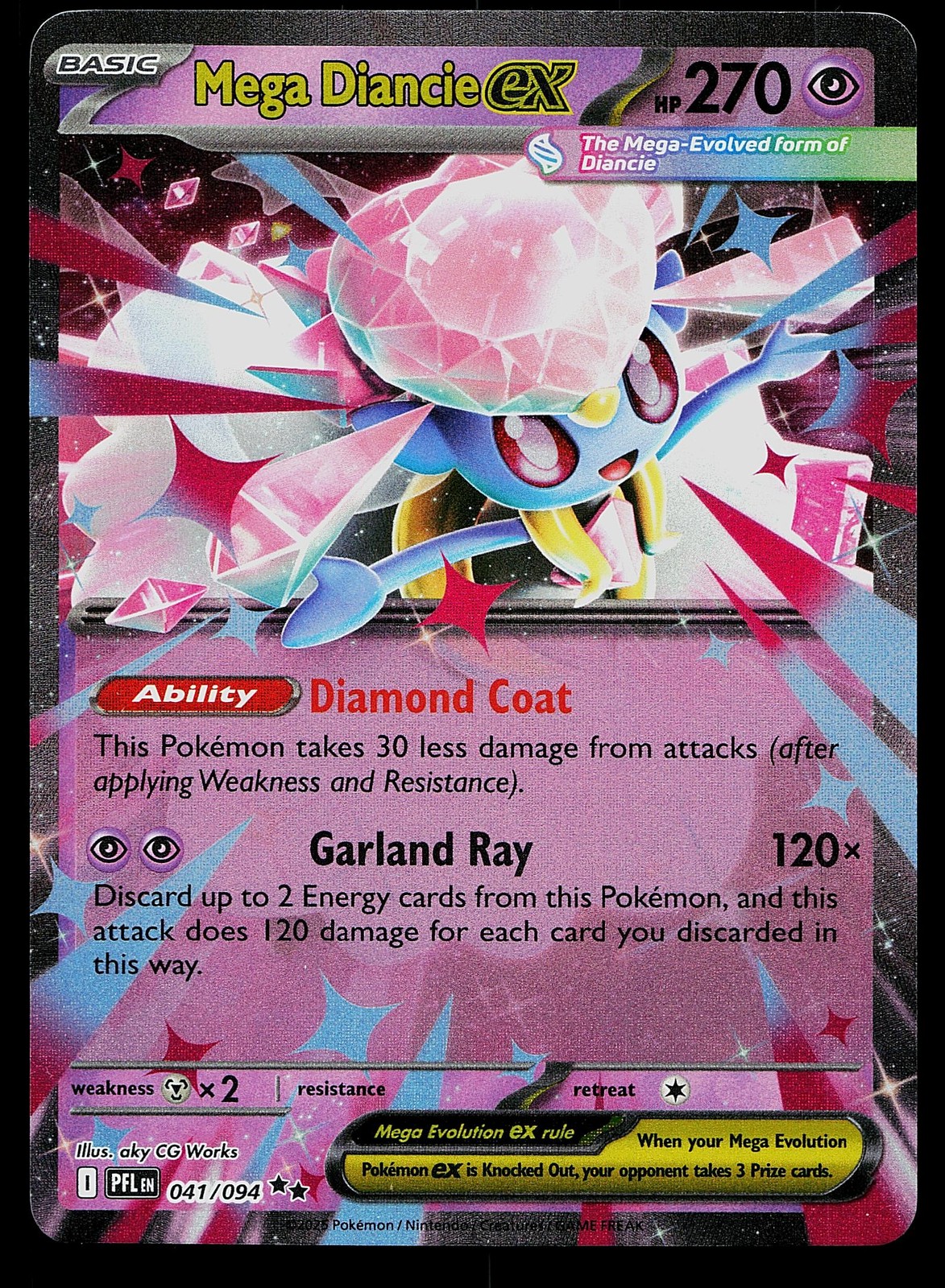 Pokemon ME02: Phantasmal Flames 041/094 Mega Diancie ex Pokemon Card