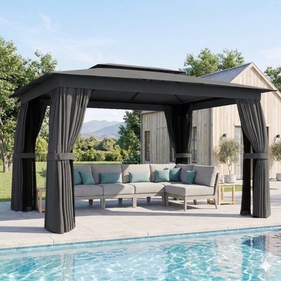 10' x 12' Outdoor Patio Gazebo, Double Roof Gazebo Canopy Shelter