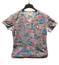 DISNEY Tigger And Eeyore Medical Scrub Top Women's XS Winnie The Pooh