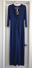 NWT  $158 Women's Tommy Bahama Tambour Twist Front Maxi Dress Blue Size M 8/10