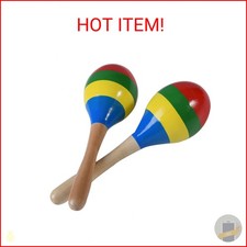 Maracas Hand Percussion Rattles, Wooden Rumba Shaker Musical Instrument for Kids