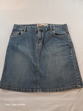 Route 66 Women's Blue Distressed Denim Jean Skirt Rhinestone Pockets Size 4