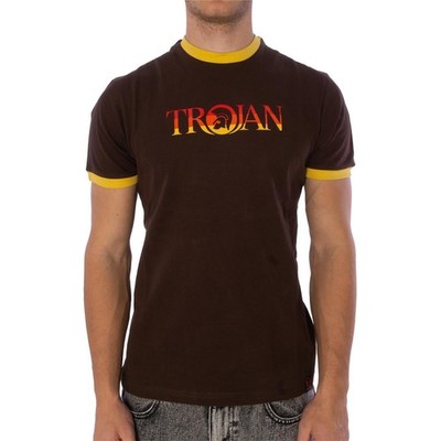 Trojan Logo Ringer T-Shirt Herren Shirt chocolate 48376