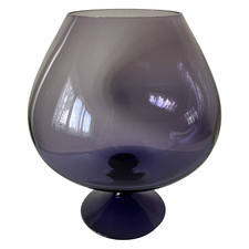 Empoli Purple Amethyst Art Glass Footed Vase Hand Blown Large Brandy Decorative