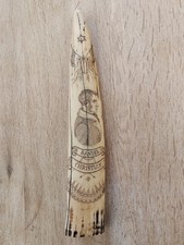 Vintage Scrimshaw Faux Whale Tooth 1840 DANIEL CHRISTIAN Size 11” Resin