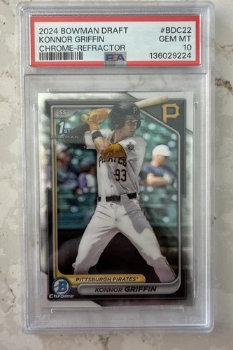KONNOR GRIFFIN 2024 BOWMAN DRAFT CHROME-REFRACTOR #BDC22 PSA 10
