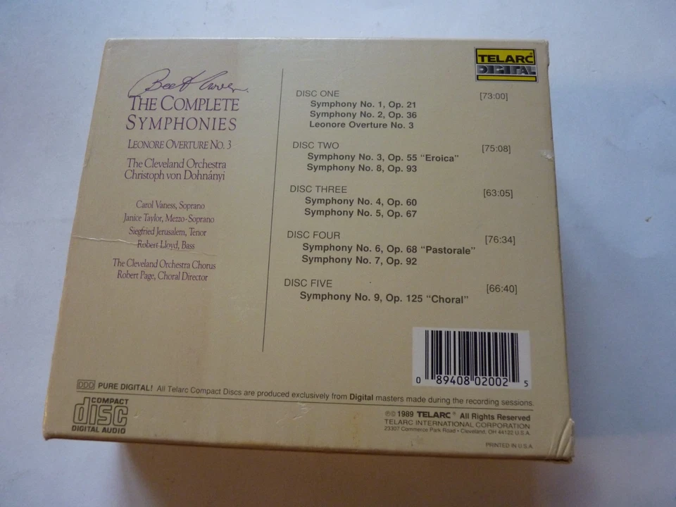Beethoven: The Complete Symphonies  Christoph Von Dohnanyi 1989 Telarc 5-CD Set - Image 2 of 4
