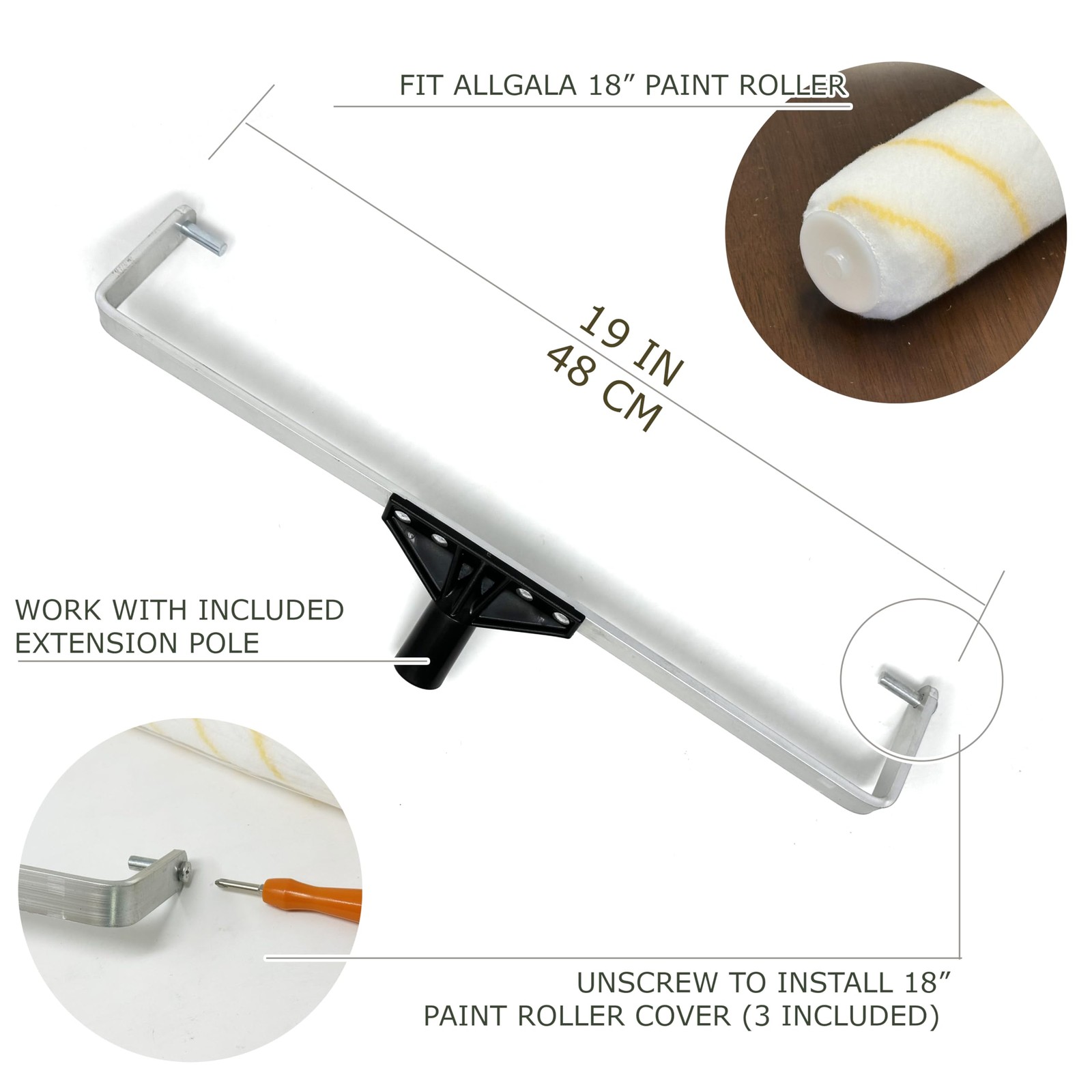 18 Inch Painting Roller Kit Pro Grade 10 PC Set Paint Tray and Liner, Rollers...