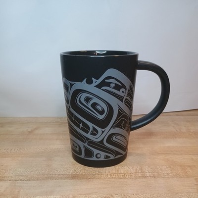 Native Home Mug HAIDA Design Matte Black Canada Indigenous Art 5'' Tall Xclnt