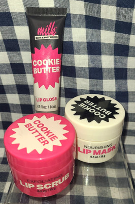 NEW 3 Piece COOKIE BUTTER Lip Mask Gloss Scrub Set SEALED Bath & Body Works