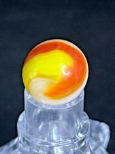 Vintage Akro Agate Popeye Marble, Red/Yellow/White, UV , .64", Mint-, AP12