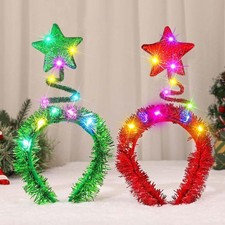 Light Up Christmas LED Star Headband Xmas Holiday Party Hair Accessories Women