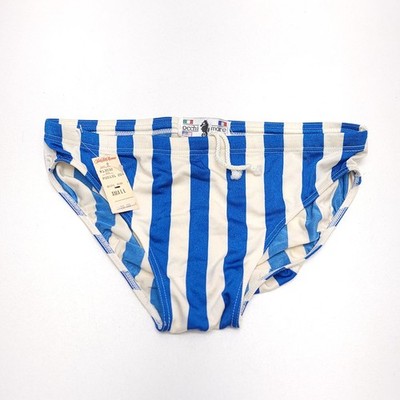 Occhi di Mare Mens S Vintage Striped Swim Briefs Blue White NWT NEW 80s