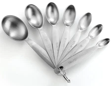 Stainless Steel Measuring Spoons Set of 7, Oval Metal Teaspoon & Tablespoon M...