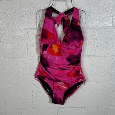Dkny Women's Tie-Back Halter-Style One-Piece Swimsuit - Pink Multi Small 80